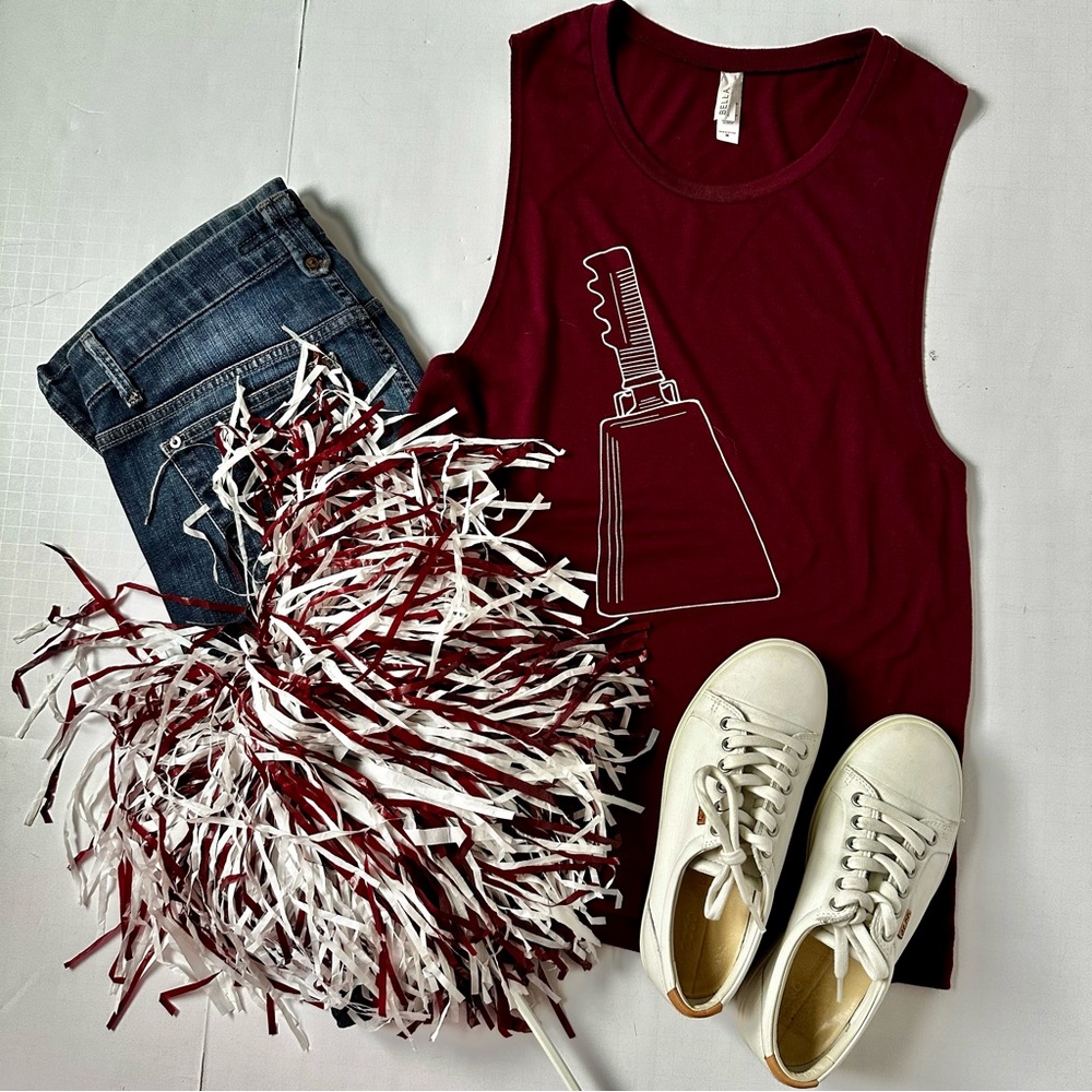 Mississippi State Cowbell Maroon Muscle Tank Top Size Small